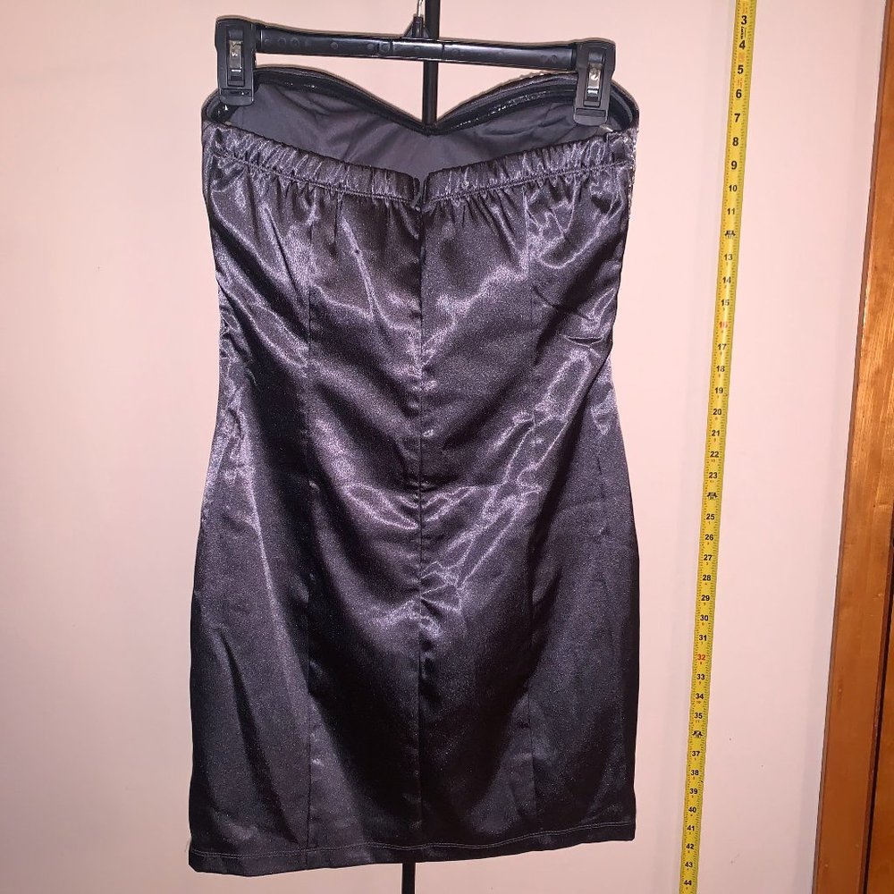 Fredericks of Hollywood dark grey with silver sequins strapless mini dress - Picture 2 of 3